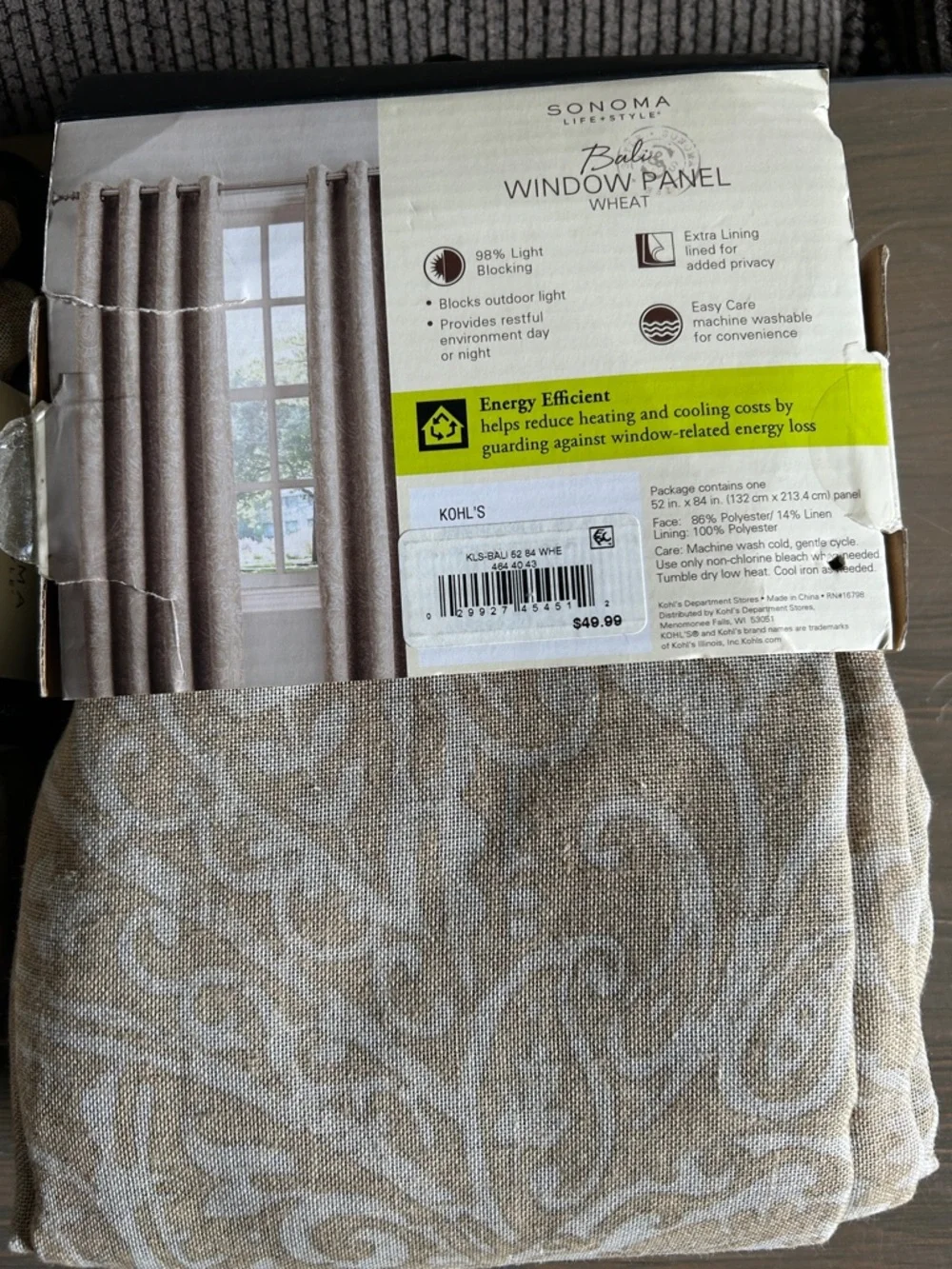 NWT 2 Sonoma Blackout Window Panels in color Wheat